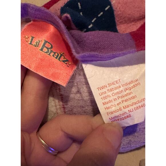 Vintage Y2K Lil' Bratz Twin Flat Sheet Purple Pink Floral Print 100% Cotton - Picture 5 of 5